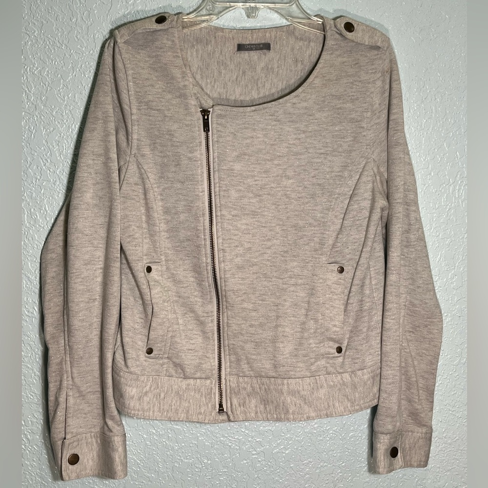 CINEMA CLUB Japanese Import Shimmery Soft Heather Gray Moto Jacket Size XS